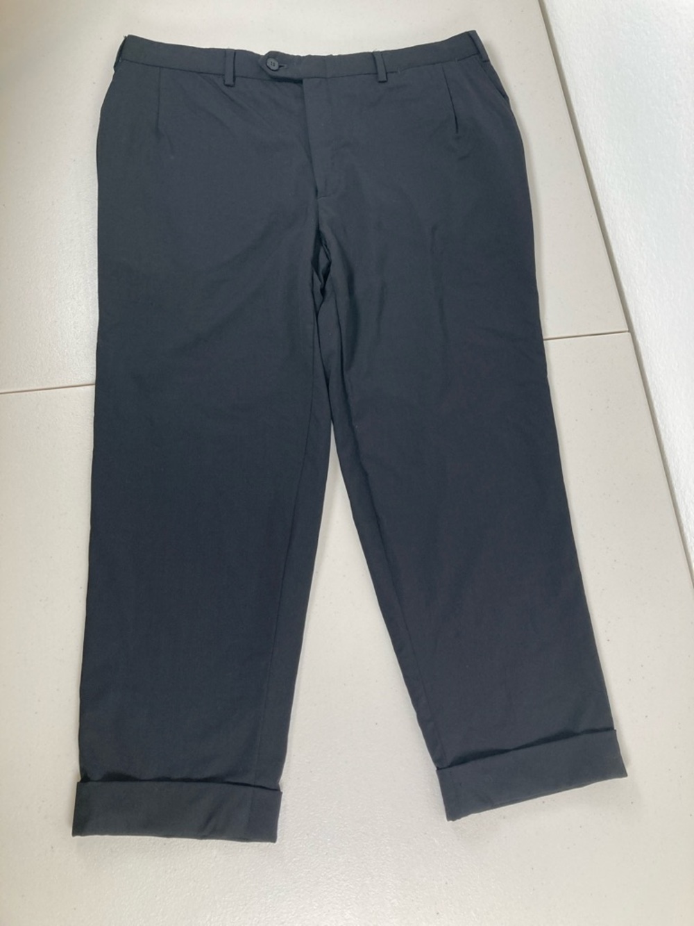 Brioni Cannes Trousers 36R Black Blue 100% Superfine Wool Italy- - Read